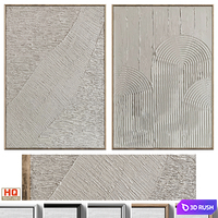 Mid-Century Beige Textural Plaster Wall Art C-460