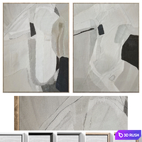 Large Mid-Century Abstract Neutral Wall Art C-864