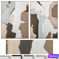 Large Mid-Century Abstract Neutral Wall Art C-871