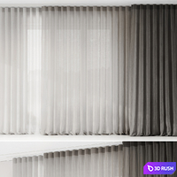 Curtains with folds on the floor of fine linen on the ceiling cornice