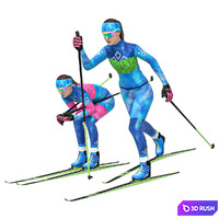 Female skier. Classic skiing