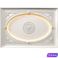 Coffered round illuminated ceiling in a classic style.Modern coffered illuminated ceiling