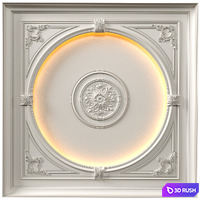 Coffered round illuminated ceiling in a classic style.Modern coffered illuminated ceiling Set