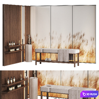 Modern minimalistic spa with wheat ears behind glass