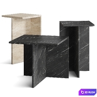 CB2 T Marble Side Tables