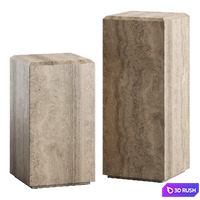 Tura Brown Travertine Pedestal Tables - Cb2