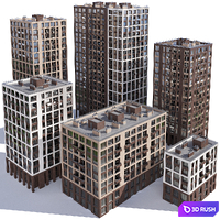 Set of multi-story buildings
