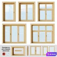 Set of wooden windows 2 + Designer
