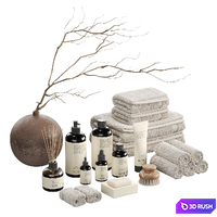 Decorative set with towels and branch 002