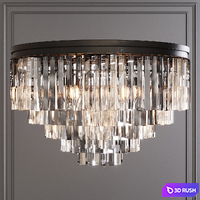Restoration Hardware 1920S ODEON CLEAR GLASS FRINGE 5-TIER FLUSHMOUNT Black