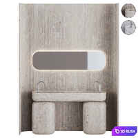Minimalist Bathroom Furniture With Relief Wall