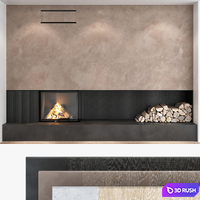 Decorative wall with fireplace set 06
