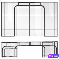 Sliding partition made of metal and glass