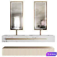 Wall mounted double washbasin