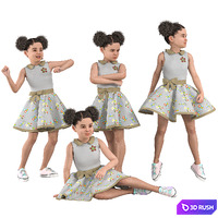 Child Girl in 4 Poses