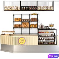 Coffee point in loft style with a showcase with desserts and fresh pastries