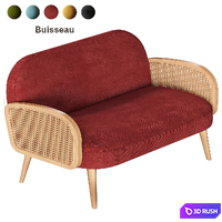 BUISSEAU Sofa in velor and wicker rattan LA REDOUTE