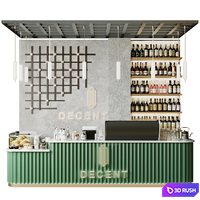 Design project of a coffee shop with a mini bar and wine. coffee point