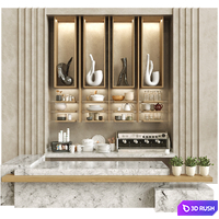 Cafe with stone bar and coffee machine