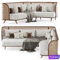 Large corner garden sofa HLC / Large corner sofa rattan