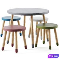 Childrens table and stools by Flexa
