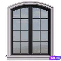 Arched aluminum facade window in a modern style.Exterior Street  Window .