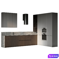 Corner kitchen in dark colors