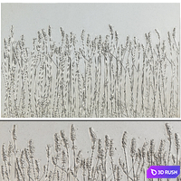 Botanical bas-relief plaster wall decorative panel dried flowers plants flora lavender field