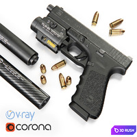 Pistol Glock 17 Gen4 + Flashlight with laser pointer
