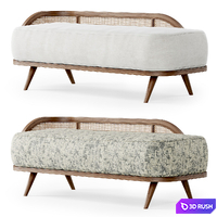 Garden ottoman LM / Wooden rattan bench