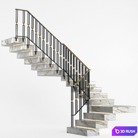 Art Deco marble staircase with lighting