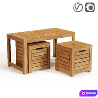 Garden bench and boxes made of acacia, Garden