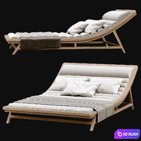 Large wooden outdoor chaise lounge L17