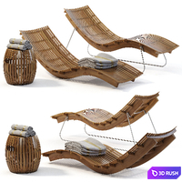 Swing teak stacking chaise longue