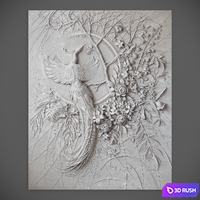 Bas-relief panel with a peacock