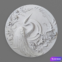 Panel with a heron bas-relief