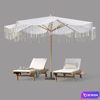 Umbrella Patio Parasol and Timber Sun Lounge