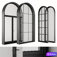 Black Modern Arched Window - Windows Set 07
