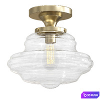 Three Light Flush Mount Light Ceiling Light in Natural Brass