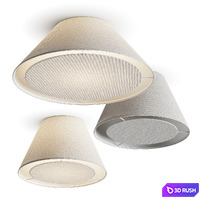 Crate and Barrel White Tapered Linen Ceiling Lamps