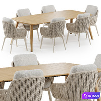 Outdoor Garden Woven Dining Set Belt Cord