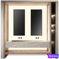 Bathroom furniture set 11. Stone sink. Backlit wall
