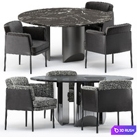 SHELLEY DINING chair and Wedge Table by Minotti