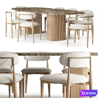 RH Mulholland Stone Rectangular Dining Table