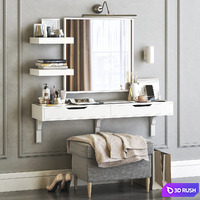 IKEA ALEX dressing table with STRANDMON ottoman and NISSEDAL mirror
