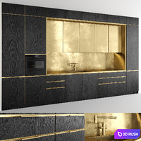 Brass black wood kitchen
