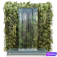 Wall plants with waterfall