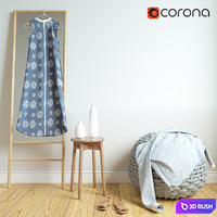 Mirror and ottoman