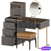 Wood Makeup Vanity Table Set with LED