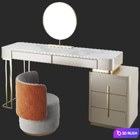 Homary Champagne Marble Top Makeup Vanity